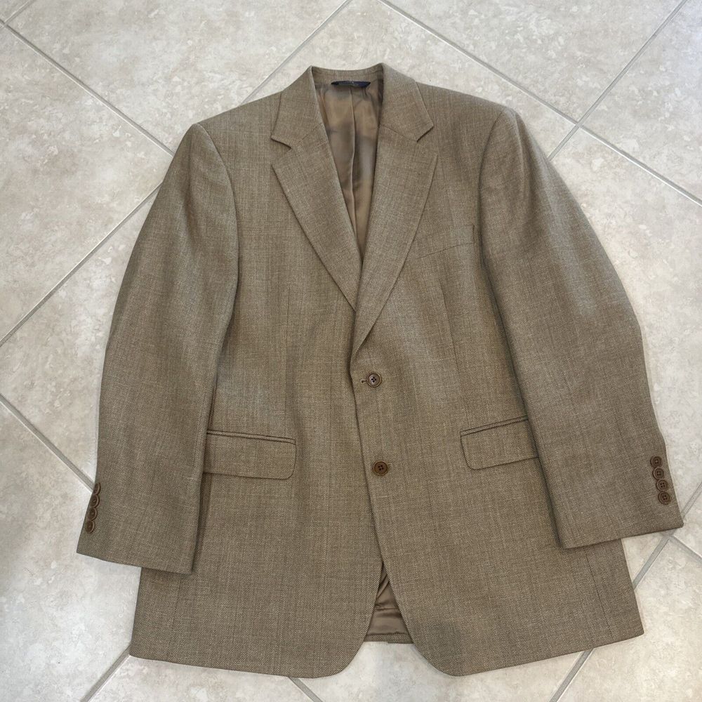 Brooks Brothers 346  brown 40% silk 30% wool‎ 40% Linen sport coat jacket 42 R